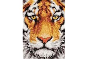 YAKOLECI Latch Hook Kits for Adults, Color Printed DIY Carpet Crafts Arts for Home Decoration Festival Gift 31''X19'' (Tiger)