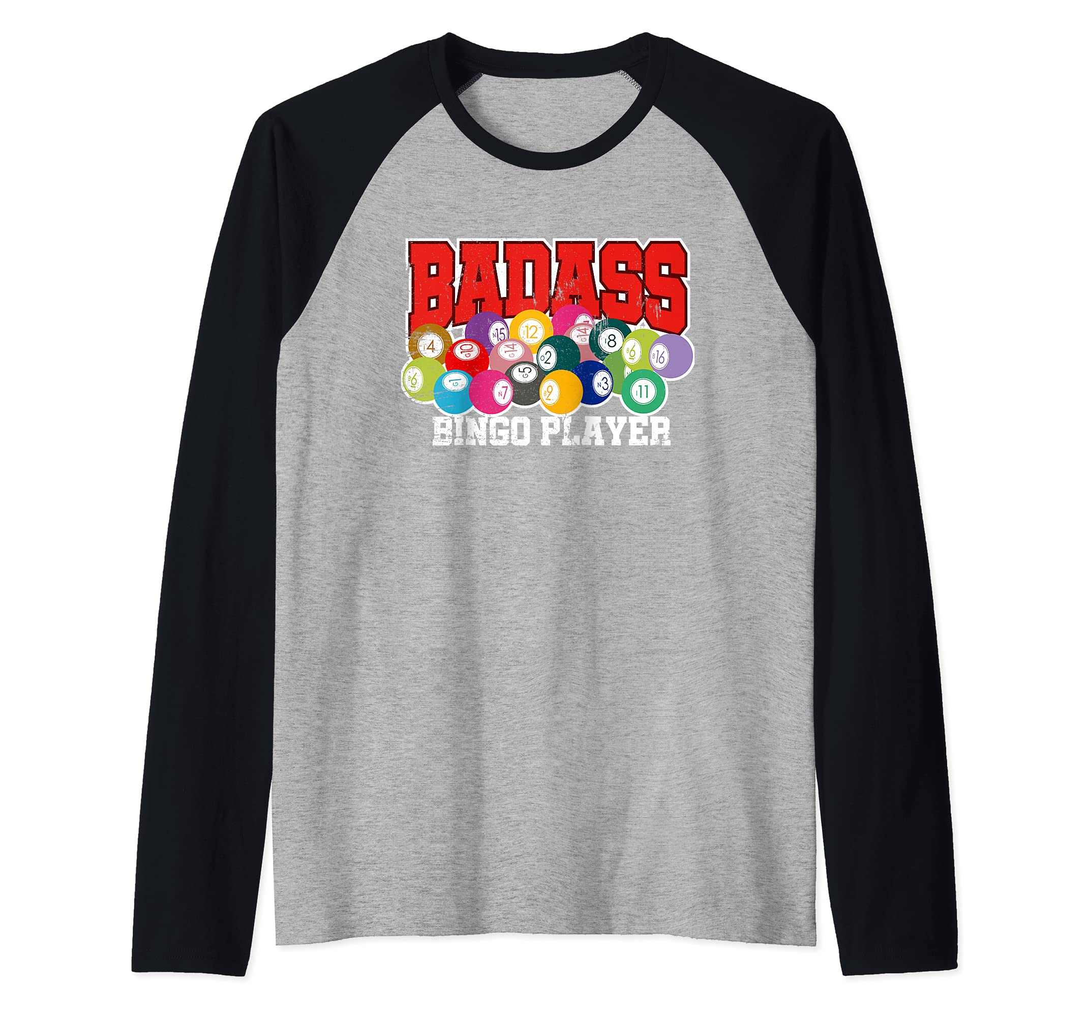 Bingo Shirts for Grandma | Badass Bingo Player | Funny Bingo Raglan Baseball Tee