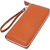 VOCUS Womens Wallet RFID Blocking Zip Around Wallet PU Leather Large Travel Long Purse Credit Card Holder with Wristlet