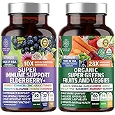 N1N Premium Organic Super Fruits & Veggies + Immune Support [38 Powerful Ingredients], Natural Super Greens Supplement with Alfalfa, Vitamins & Minerals, Zinc, Turmeric and Probiotic, 120 Caps