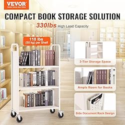 VEVOR Book Cart, 330 lbs Library Cart, 31.1" x