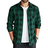 COOFANDY Men's Flannel Plaid Shirts Long Sleeve Button Down Shirts Casual Fall Shirt Jacket
