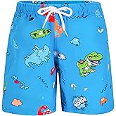 SPTRAMLE Boys Swim Trunks, Quick-Dry Board Shorts Boys Swim Shorts for Toddler Kids Boy 3-12 Years Blue Orange Dinosaur Fish