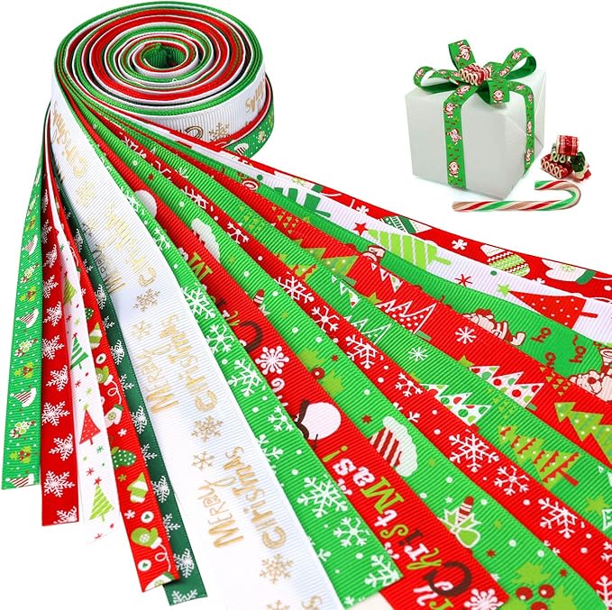 Angoily Weihnachtsbänder - 3 Rollen Mit Schneeflockenmuster Für Geschenke