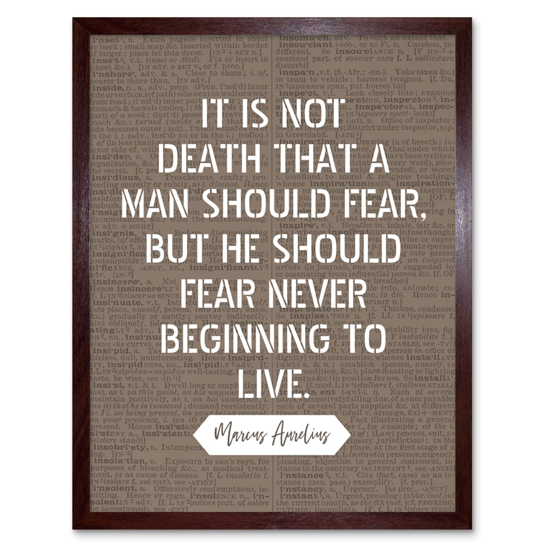 Artery8 Dictionary Inspiring Quote Marcus Aurelius Death Beginning to Live Art Print Framed Poster Wall Decor 12x16 inch