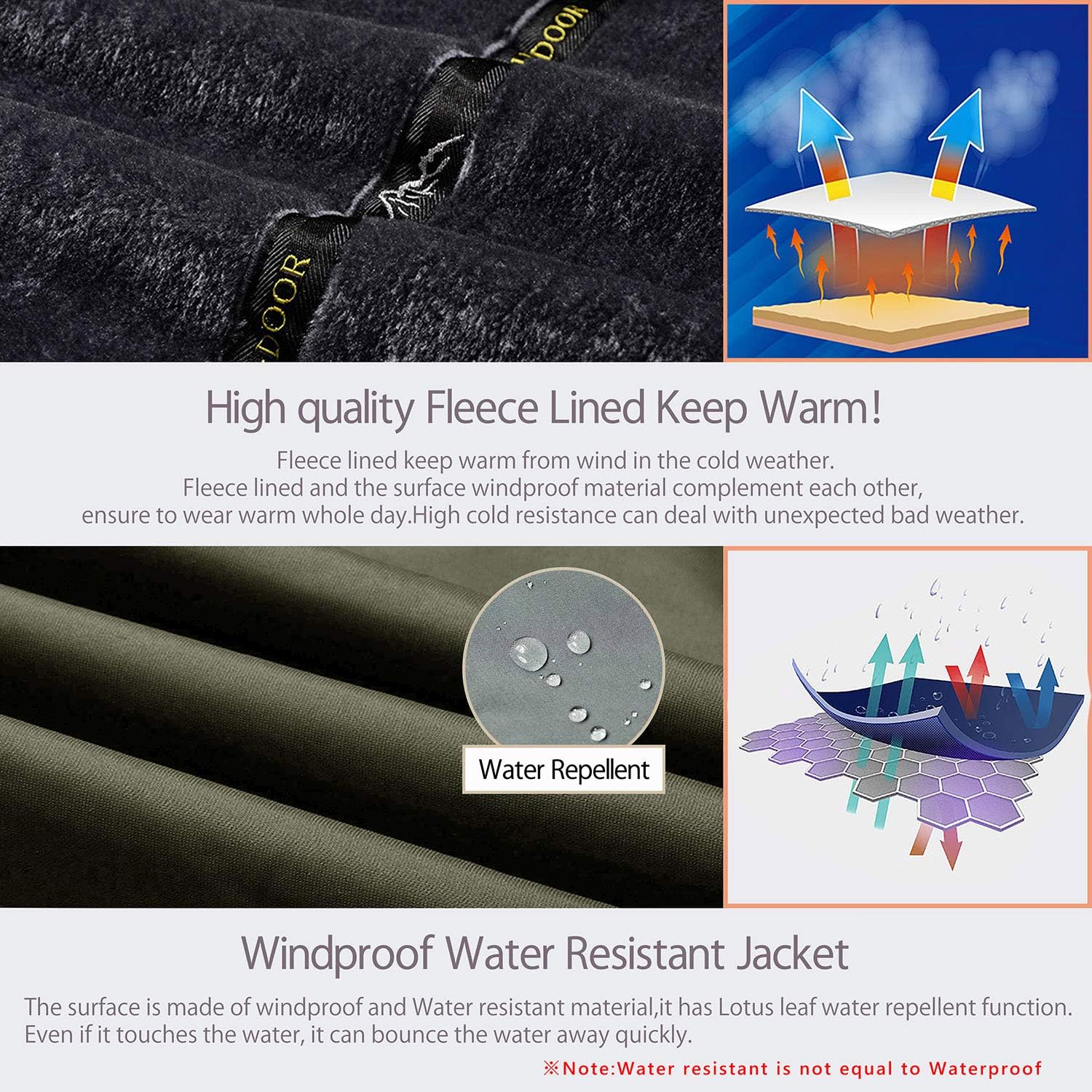 BIYLACLESEN Men's Winter Jackets Windproof Windbreaker Fleece Lined Warm Ski Snowboard Jacket Parka Jacket: Clothing