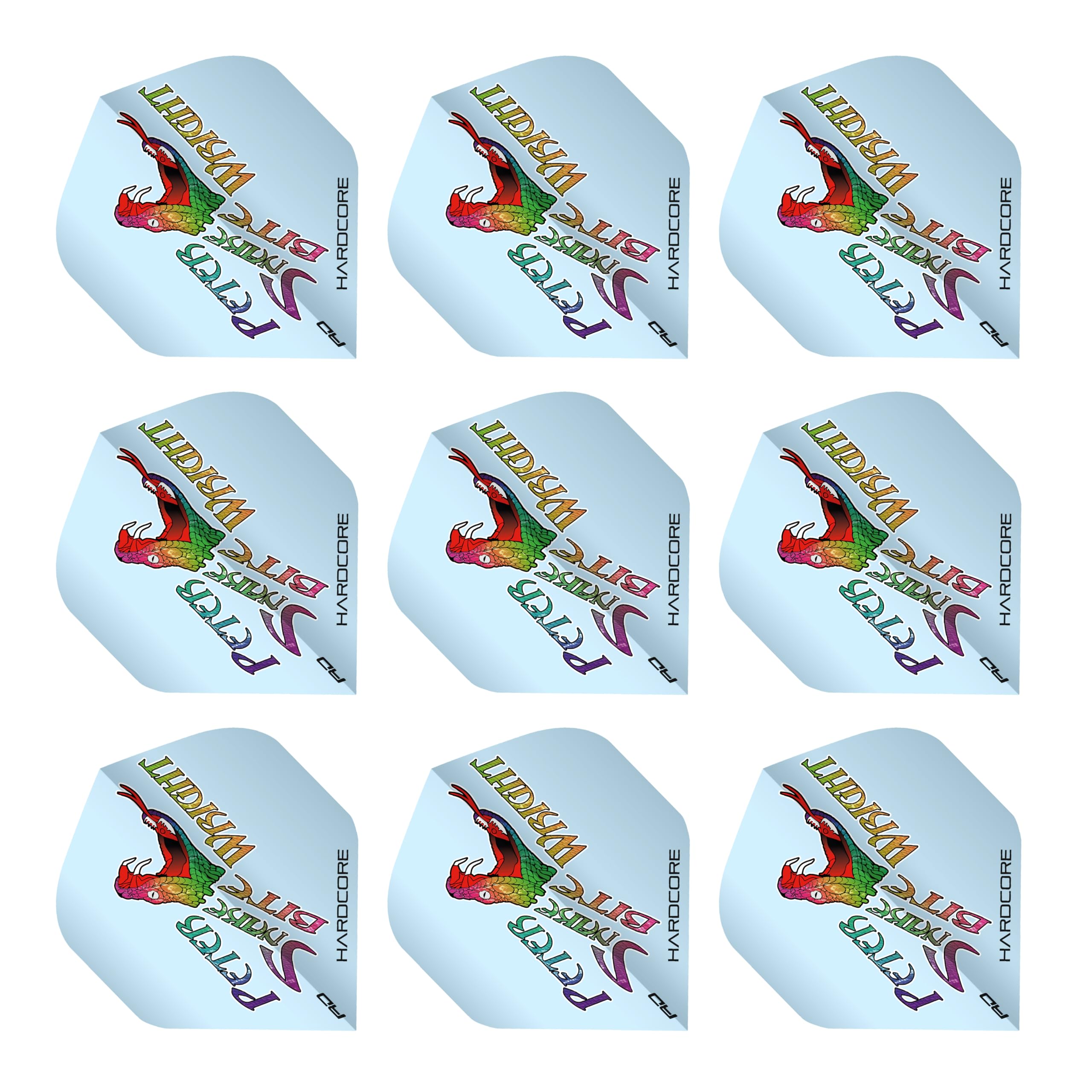 Hardcore Peter Wright Snakebite Clear Snake Logo Dart Flights - 3 sets per pack (9 flights in total) — image 1