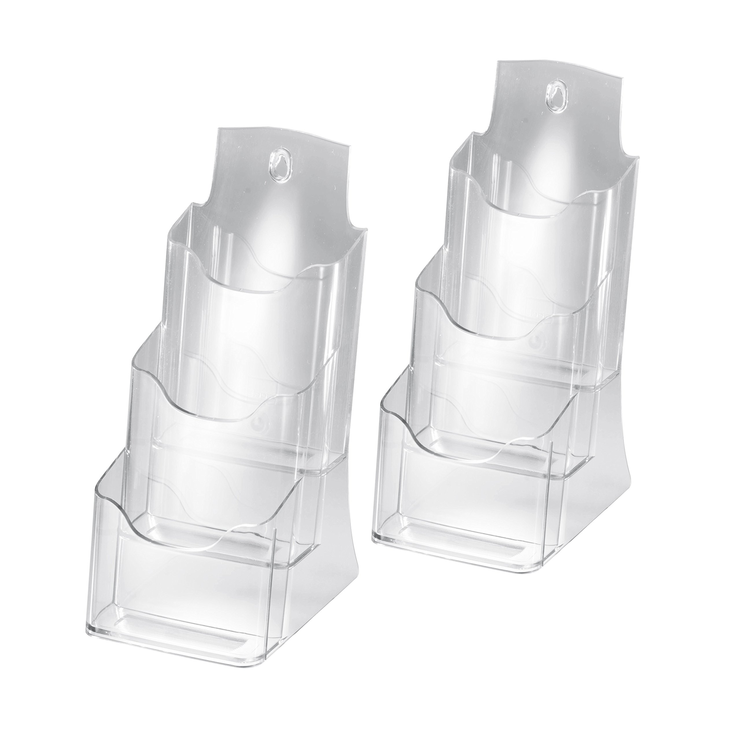 SIGEL LH133 Table-Top Literature Holder, for A6 and DL, with 3 compartments, uv resistant acrylic, clear, 2 Pieces