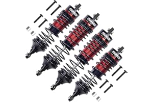 TOOMOD 1/10 RC Oil Shock Absorber Big Bore Absorber Damper Set Compatible with Traxxas Slash 2WD/ 4X4, Rustler 2WD/ 4X4 VXL, Stampede, Hoss, Bandit Part Upgrades Replace of 5862 (Black/Red)
