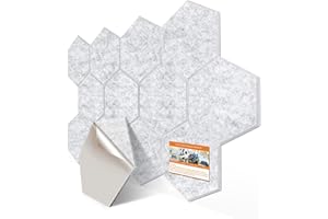 DEKIRU 12 Pack Self adhesive Hexagon Acoustic Panels Sound Proof Foam Panels, 14 X 13 X 0.5 Inches Soundproof Wall Panels For Office Ceiling &Door (Grey)
