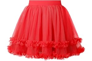 GroYolan Girls Tutu Skirt Soft Fluffy 3 Layered Tulle Ruffle Skirt for Toddler Baby Kids Dance Party Costumes 1-10 Years