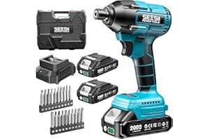 Seesii 21V Impact Driver, Electric Screwdriver with a Maximum Torque of 180N.m,1/4" Cordless Screwdriver with 2 Batteries 2.0