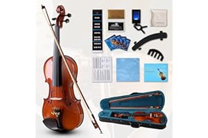 SSIUKLRR Violin 1/2 Set, Beginner Violin for Kids,Students,1/2 Violin with spruce,maple and pure ebony accessories.Violin with 10 pieces for Beginner Kids ages 5-9,Students,Professional Performers (Natural-A)