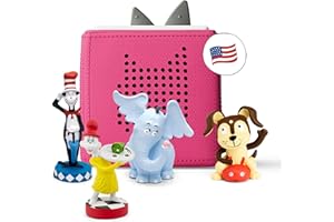 TONIES Toniebox Audio Starter Set with Cat in The Hat, Sam-l-Am, Horton Hears a Who!, and Playtime Puppy - Listen, Learn, and Play with One Huggable Little Box - Pink
