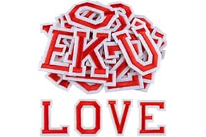 Morcheiong 78 Pcs Iron on Letter Patches A-Z, 2 Inch Iron on Embroidered Alphabet Patch for Clothing, Pants, Hats, Bags- Red