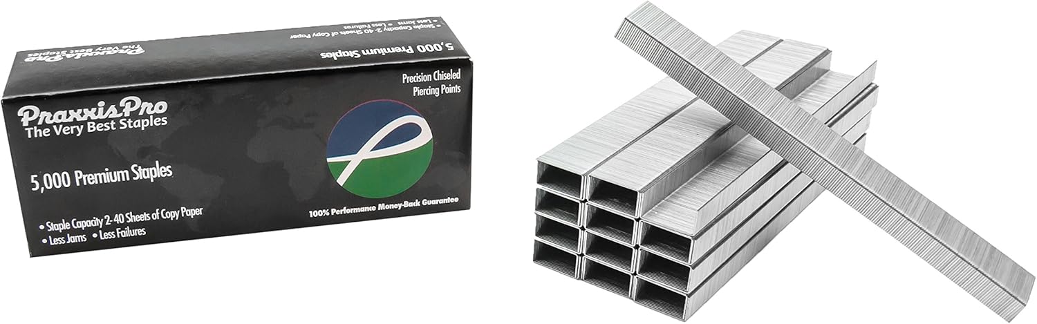 PraxxisPro Premium 26/6 Chisel Point Standard Staples - Silver (5000 Count) : Office Products