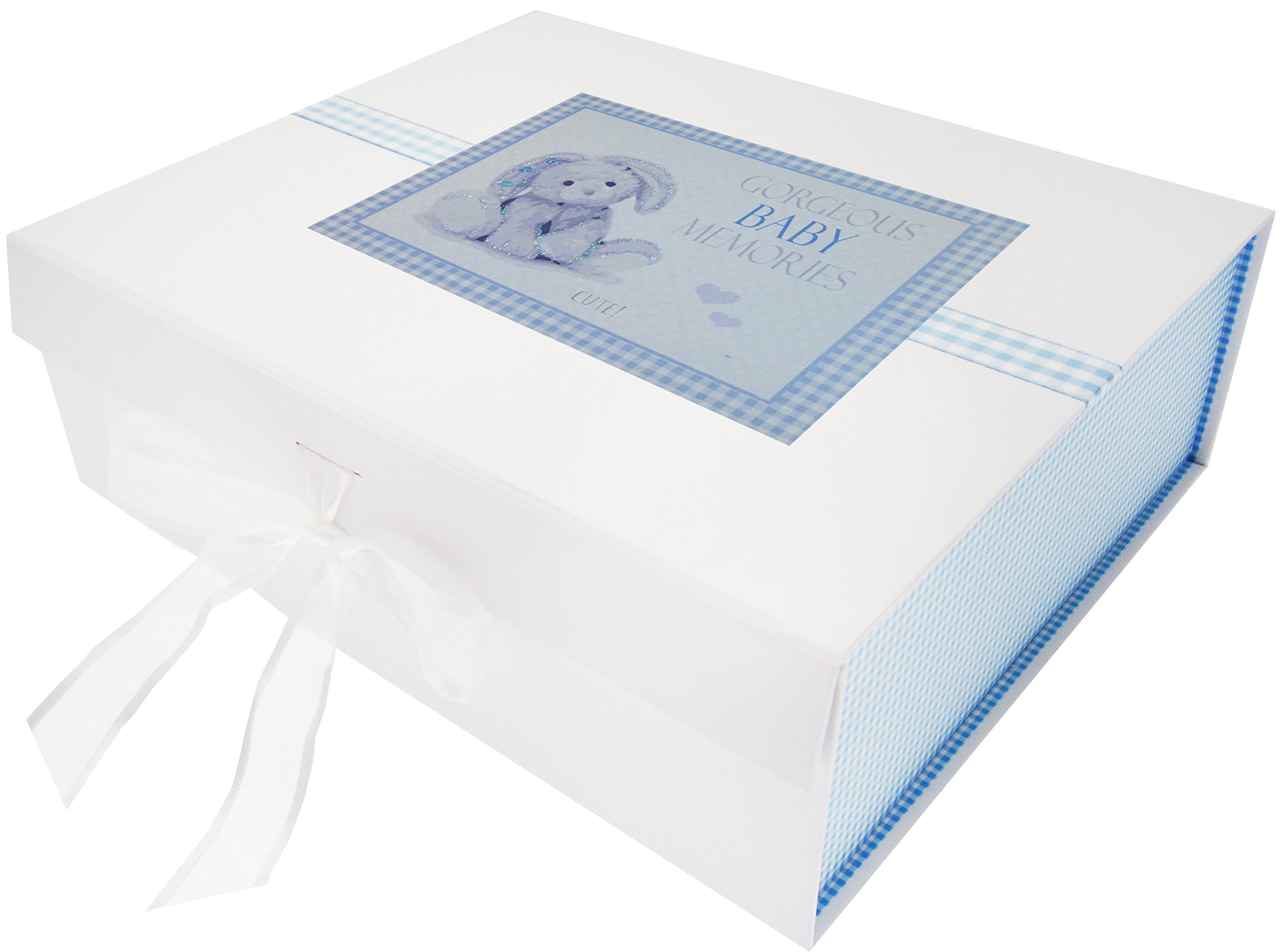 WHITE COTTON CARDS NBB2X New Baby, Large Keepsake Box, Blue Bunny, Board, 27.2 x 32 x 11 cm