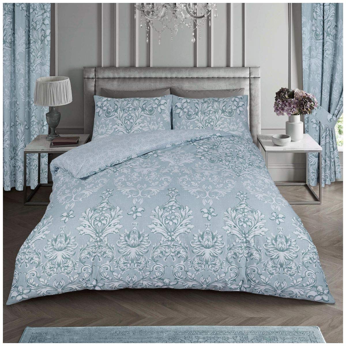 GC GAVENO CAVAILIA Paisley King Size Duvet Cover, Easy Care Polycotton Quilt Covers, Reversible Bed Set, Duck Egg