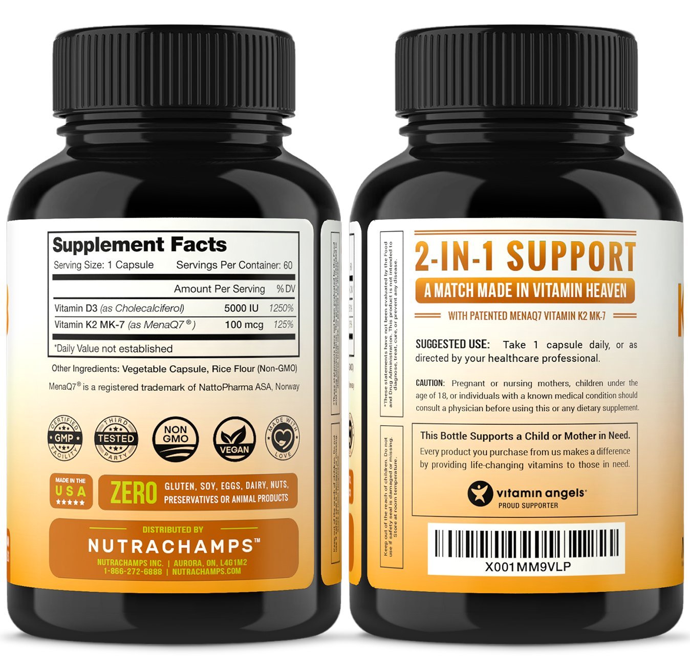 Vitamin K2 MK7 with D3 Supplement for Strong Bones & Healthy Heart