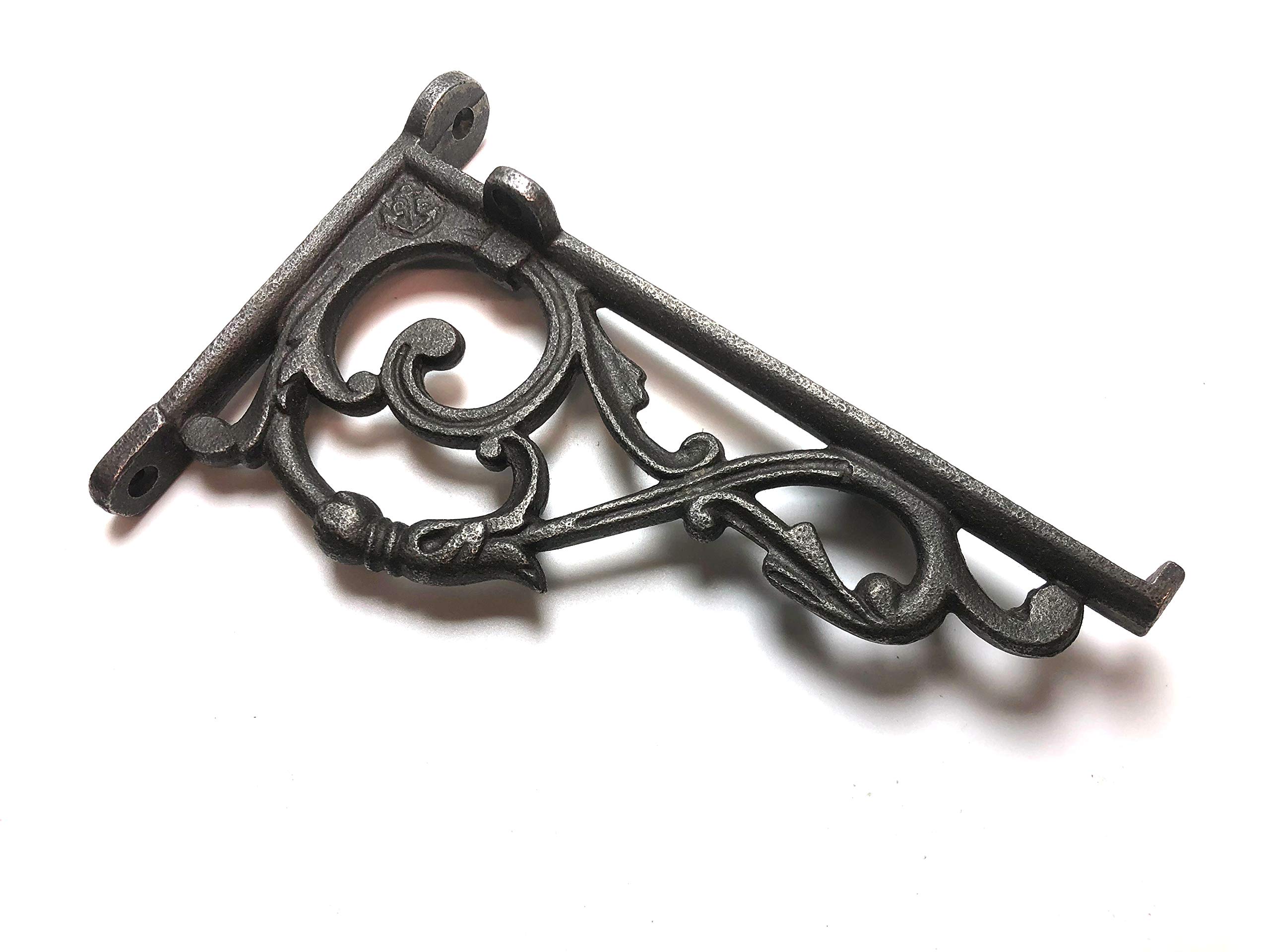 Pair of Shelf Brackets Decorative Lipped Ant Iron 100 x 150mm / 6″ x 4″