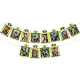 Yellow and Green Graduation Photo Banner Congrats Grad Photo Cards Banner Fireworks Bachelor Cap DIY Picture Hanging Decor Grad Photos Props for Girls Boys Graduation Party Supplies
