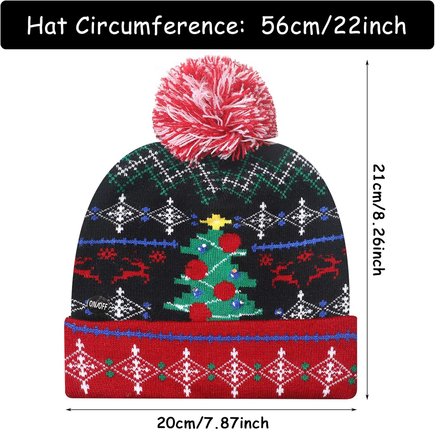 Geyoga 6 Pieces LED Christmas Hat LED Lights Sweater Hat Unisex Winter Beanie Knit Cap with 6 Colorful LED Lights for Christmas Holiday Party Supplies at  Women’s Clothing store