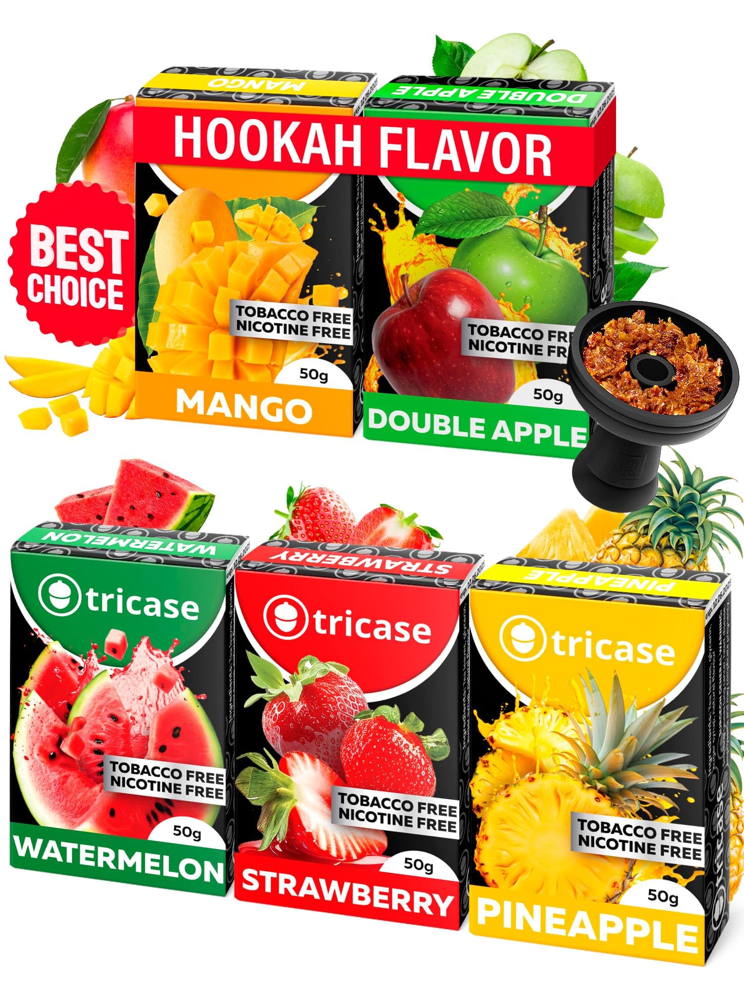 5 pcs Tobacco Free Shisha Hookah Favors Bundle 1.7