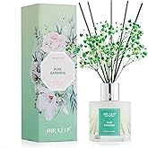 Airkeep Reed Diffuser Set,3.38 fl oz (100 ml) - Pure Gardenia Oil Diffusers with 8 Reed Sticks, Home Fragrance Reed Diffuser for Bathroom Shelf Decor