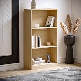 Vida Designs Cambridge 3 Tier Medium Bookcase Oak Wood Shelving Display Unit view 6