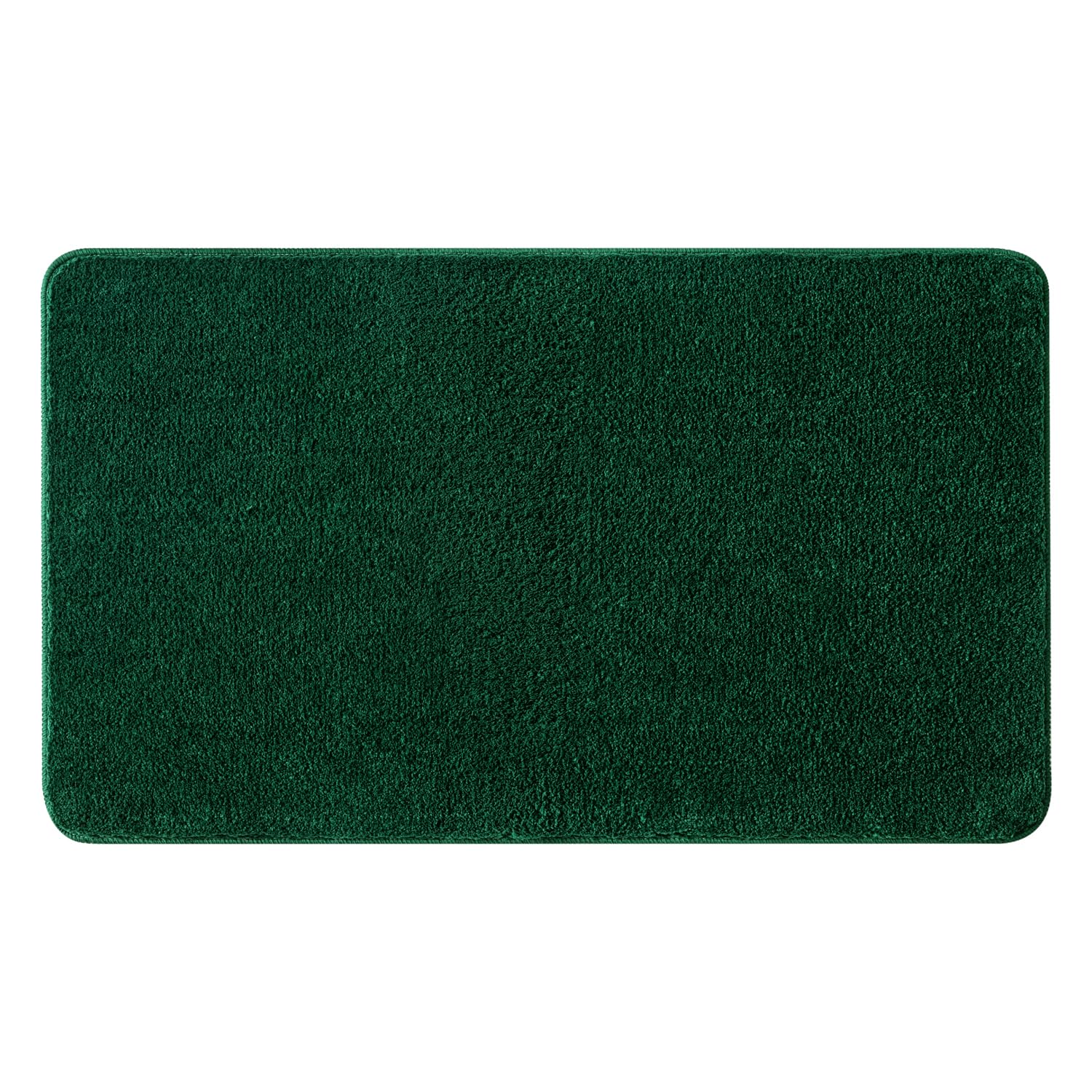 MIULEE 1 Piece Rectangular Bathroom Mat for Shower Non-Slip Soft Comfortable Tabis Absorbent Soft Microfibre Toilet Bath Mat 60 x 90 cm Dark Green