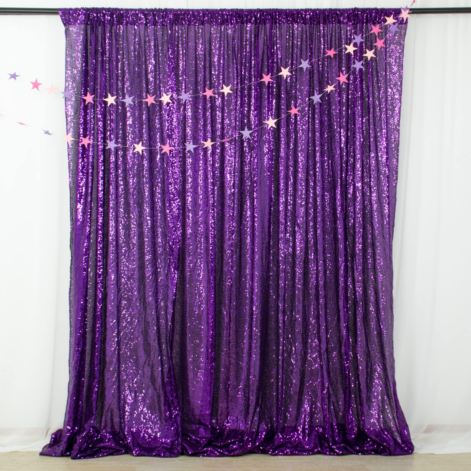 ShinyBeauty Purple 4FTx8FT Sequin Photo Backdrop