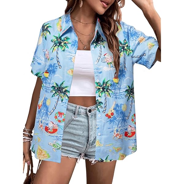 Amazon.com: Mele Kalikimaka Santa Surfing Hawaiian Shirt Merry