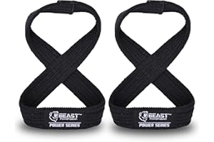 BEAST POWER GEAR Figure 8 Lifting Strap- Strongman 10-14" Deadlift Straps- True Grip Support & Heavy Duty Wrist Straps for Weightlifting Women Men- Hand Straps for Weight Lifting Figure 8 Straps for Gym Workout