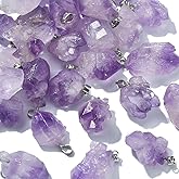 KitBeads 30Pcs Natural Amethyst Stone Rock Pendant Healing Crystal Amethyst Charms for Necklace Earring Jewelry Making