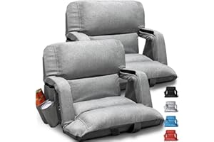 YEYEEYYEE Extra Wide Stadium Seats With Back Support 2 Pack, Exclusive "Sofa Style" Design Thick Bleacher Chairs With Back and Cushion, 6 Reclining Positions - Ultimate Comfort for Sports Events (Grey, 25")