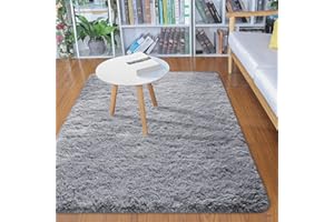 Merelax Soft Modern Indoor Shaggy Area Rug for Bedroom Livingroom Dorm Kids Room Home Decorative, Non-Slip Plush Fluffy Furry Fur Rugs Comfy Nursery Accent Floor Carpet 2x3 Feet, Grey