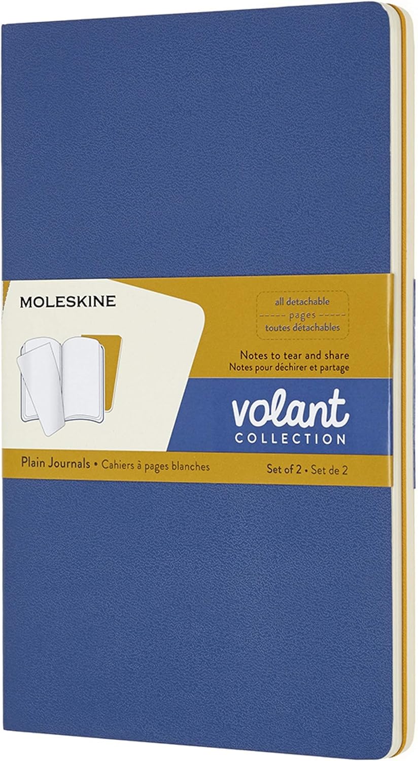 Moleskine Volant Journals Large Plain Forget.Blue Amber.Yellow, Plain Forget Blue/Amber Yellow, 13 x 21 cm