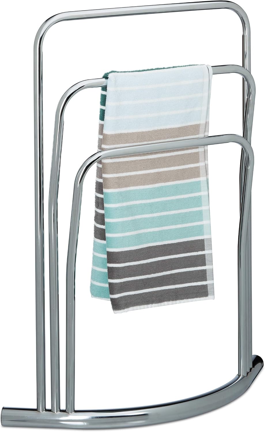 Relaxdays CURVY Towel Rack, Silver, 85 x 66 x 20 cm, Metal, 20 x 66 x 85 cm