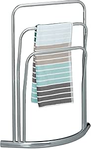 Relaxdays Toallero de Pie Curvy con 3 Barras, Acero Inoxidable, Plateado, 85 X 66 X 20 cm