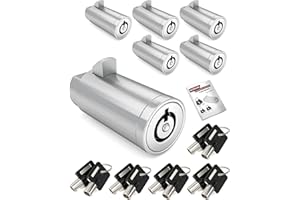 Naissian Universal Vending Machine Lock with Keys Aliked,Tubular Cylinder Lock Compatible for Pepsi,Coke Machine, Snack Machine Coffee Maker, 32MM，Pack of 6, 10 Keys Aliked