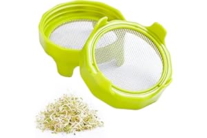 LUCKYIREN Sprouting lids, Plastic Sprout Lid with Stainless Steel Screen for Wide Mouth Mason Jars, Germination Kit Sprouter Sprout Maker with Stand Water Tray Grow Bean Sprouts, Broccoli Seeds, Alfalfa, Salad