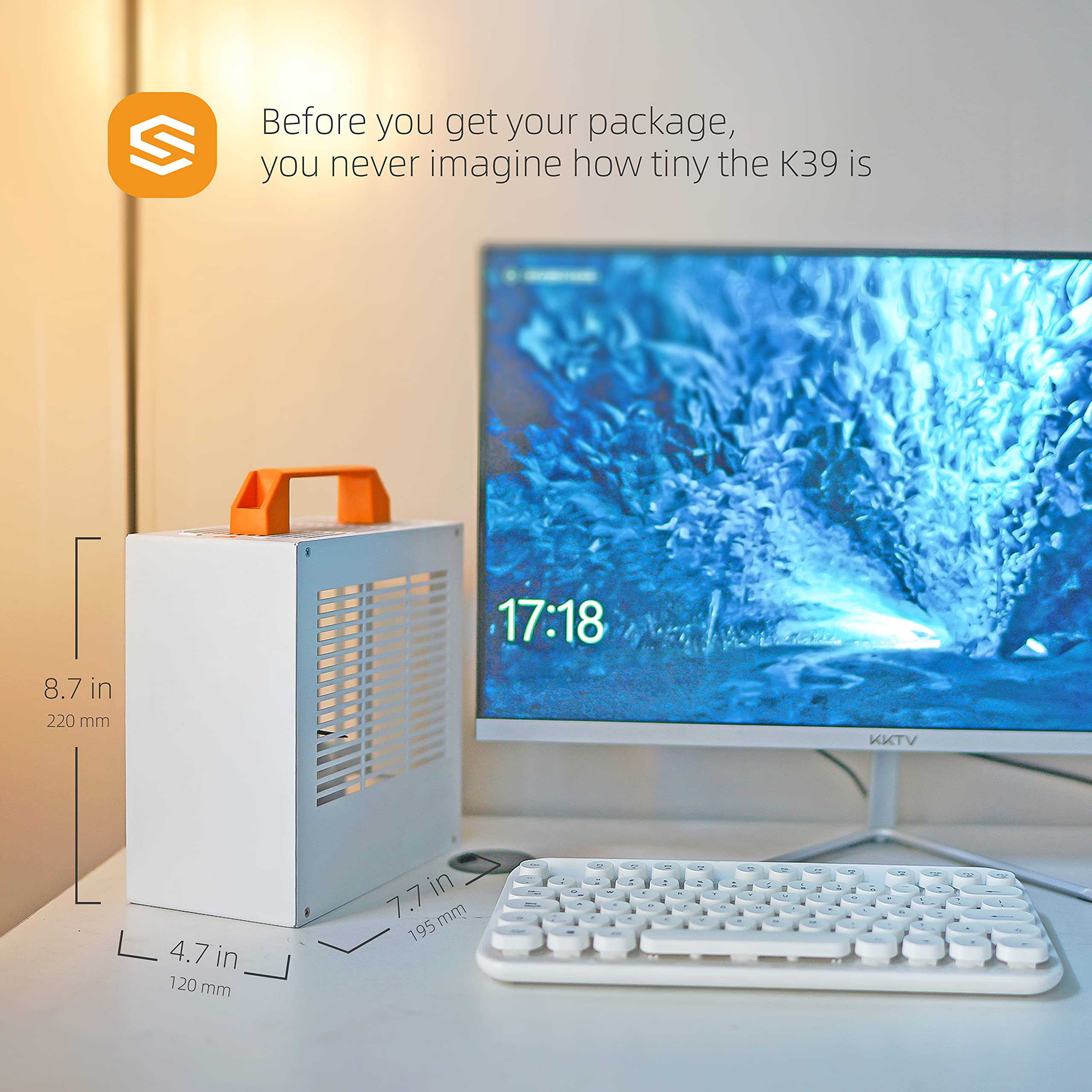 Itx Mini Case - K39 (Steel),1U Power Supply,Front I/O USB & Type-C Port,2 Handle can be Installed,Vented Panel - 2 Steel & 1 Acrylic Side Panels / 5L SFF Case