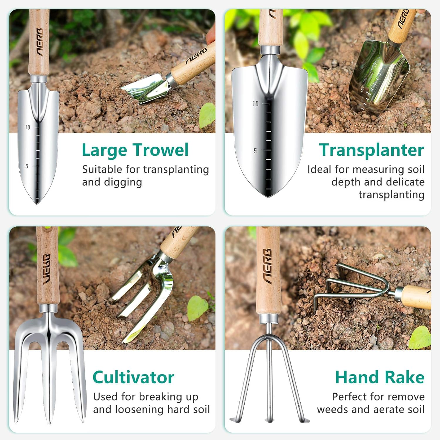 Rust Proof Hand Tools Kit For Gardening 9 Piece Heavy Duty Gardening Tools With Pruning Shears X Large Handle Storage Tote Aerb Garden Tools Set Amazing Gardening Gifts For Men And Women Tool Sets