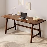 IOTXY Solid Wood Writing Table - 60" W Minimalist PC Computer Desk, Walnut | Minimalist Modern Style, 100% Solid Wood, Spacious Surface, Moon-Shaped Legs, Super Stable, 265-lbs Capacity, 15-Min Assembly