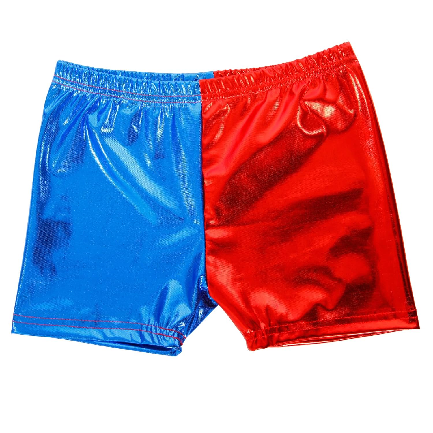 red and blue hot pants