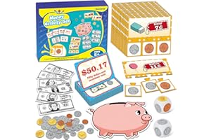 Zazopup Pretend Play Money for Kids for Learning, Math Manipulatives for Toddlers, Math Games for Teaching, Counting, Educational Card Games,Bills and Coins,Kindergartner Classroom,Homeschool Supplies