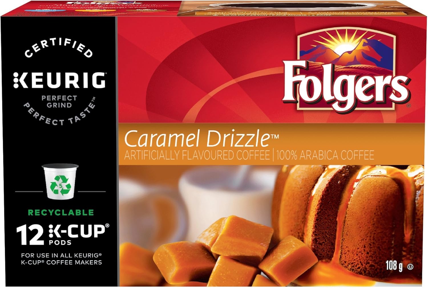 Folgers Caramel Drizzle KCup Coffee Pods 12 Count Amazon.ca Grocery