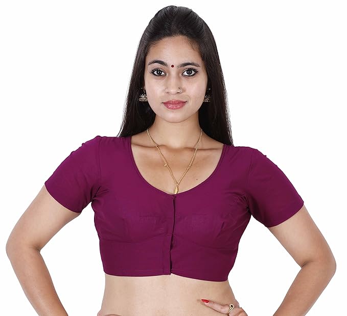 Women's Stitched Readymade 2by2 blouse,Color Purple vadamalli