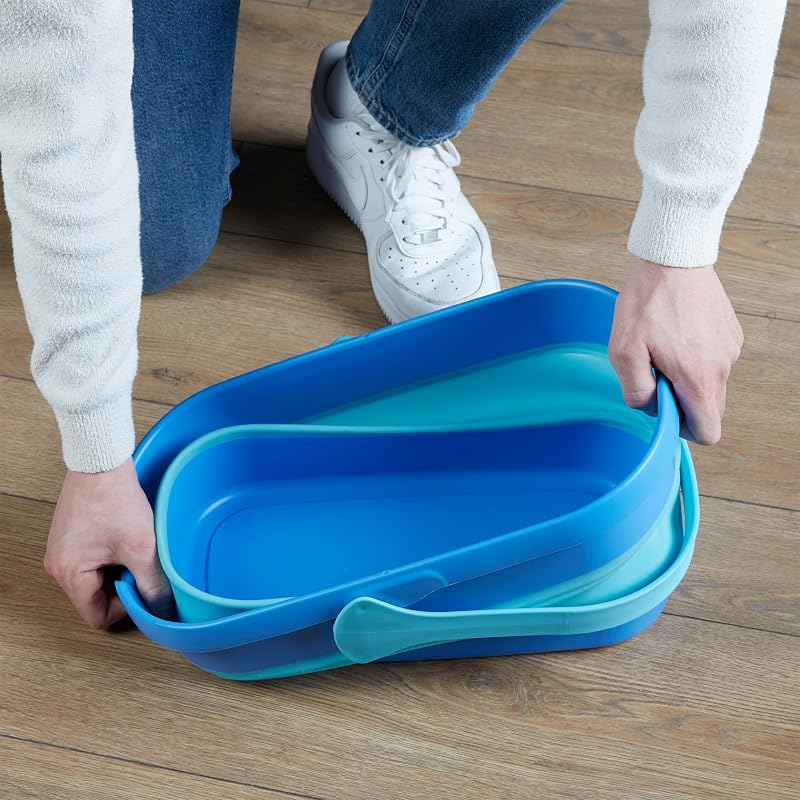 Ultrakompaktes Twist Mop und Eimer Set | Mikrofaser-Mop mit eingebautem Selbstauswringsystem | 10L Faltbarer Eimer | Reinigt Laminat, Holz & Fliesenböden | Waschbarer Wischkopf