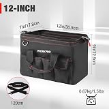 WORKPRO 12-inch Wide Mouth Tool Bag Black Red 600D Polyester Multiple Pockets view 2